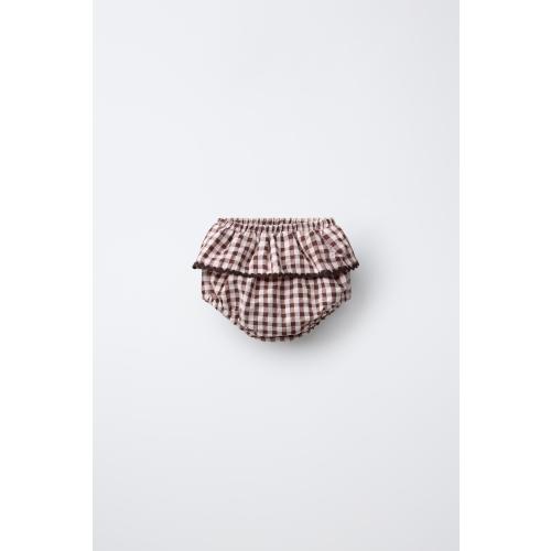GINGHAM RUFFLED PANTIES - Brown | ZARA United States