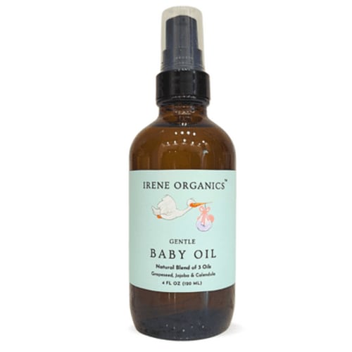 Irene Organics All Natural Unscented Baby Oil for Body Massage, Newborn Cradle Cap and scalp - 4oz