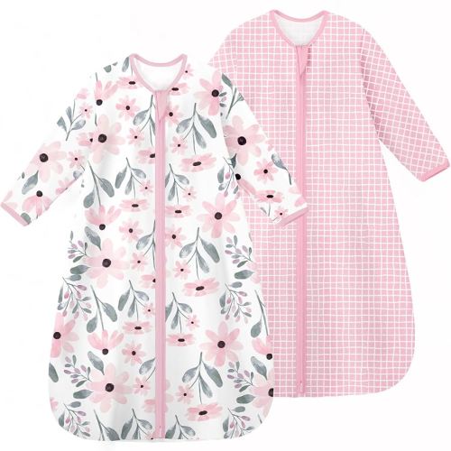 Yoofoss Baby Sleep Sack 6-12 Months Long Sleeve Wearable Blanket Baby 100% Organic Cotton 2-Way Zipper 0.5 Tog Infants Sleeping Sack, Lightweight(Medium)