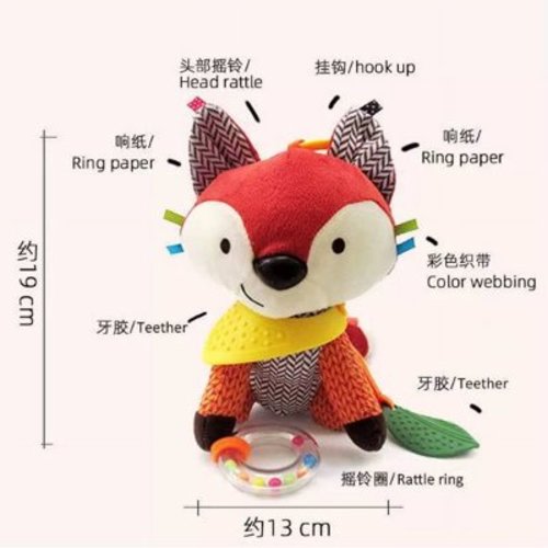 Skip Hop Bandana Buddies Baby Activity and Teething Toy with Multi-Sensory Rattle and Textures, Fox