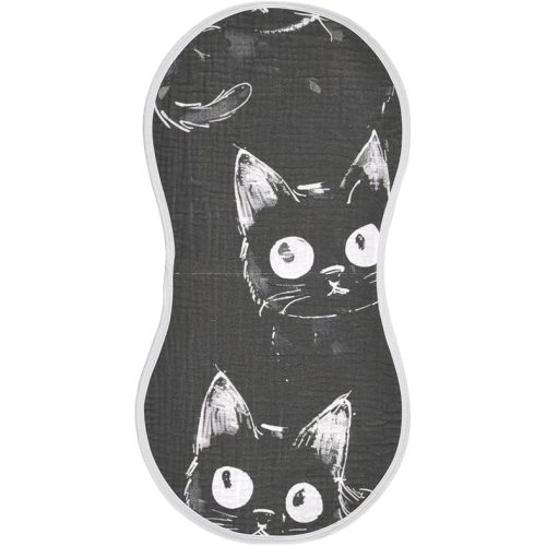 Black Little Kitty Muslin Baby Burp Cloths - Super Absorbent and Soft Burping Rags - Cotton Burp Clothes Set for Boys and Girls, 1 Pack