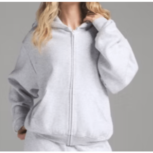COTTON FLEECE CLASSIC ZIP UP HOODIE | LIGHT HEATHER GREY