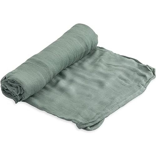 Little Unicorn – Sage Deluxe Swaddle | Single | 100% Rayon Muslin from Bamboo | Super Soft | Newborns and Infants | Large 47” x 47” | Machine Washable