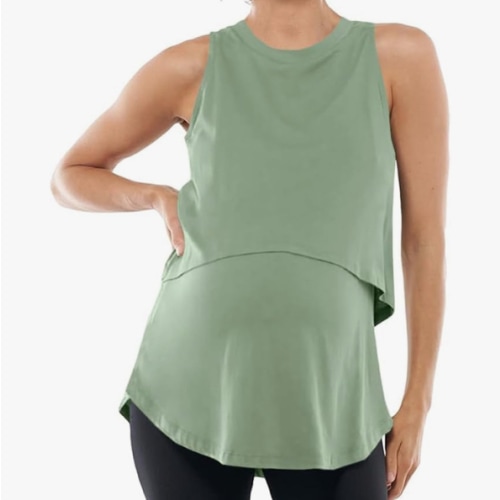 ZDC Women's Maternity Nursing Tank Tops Sleeveless Double Layer Breastfeeding Shirts Summer Pregnancy Clothes