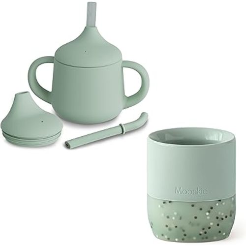 Moonkie Baby Cups Set | 4+ Months Baby & Toddler Sippy Cup | 60ml, Open & Closed, Spill-Proof, BPA-Free Silicone