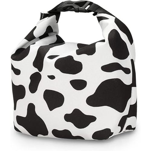 Insulated Breastmilk Cooler Bag - Reusable Milk Bottle Bag Kids Snack Bag Baby Pacifier Pack with Detachable Buckle for Diaper Bag Baby Stroller (Small, Cow)