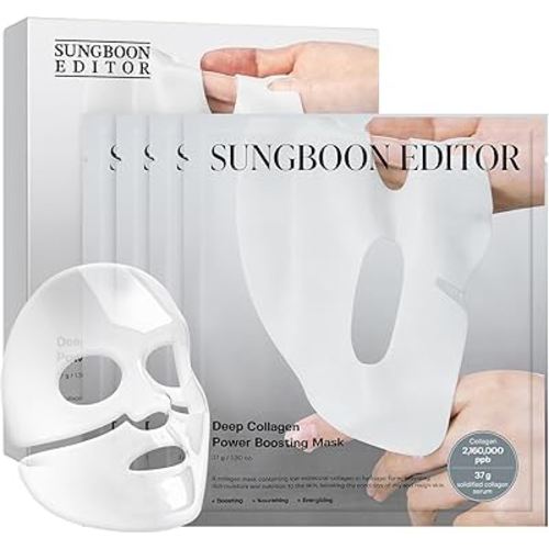 SUNGBOON EDITOR Deep Collagen Overnight Mask Hydrating Mask for Glass Skin, Wrinkle Care, Firming & Pore Refining 2,160,000PPB Collagen + 9 Peptides Stocking Stuffers for Women Korean Skincare, 4ea