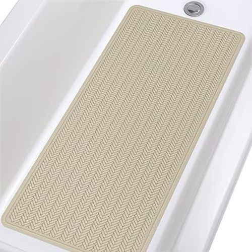Non Slip Bathtub Mat,Rubber Baby Bath Tub Shower Mat with Strong Suction Cups (Brown)