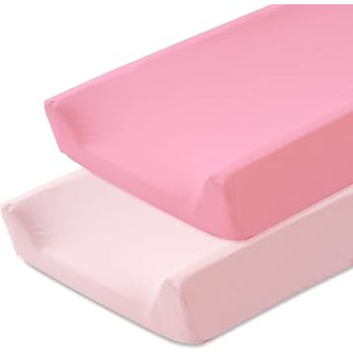 Changing Pad Cover (2-Pack) for Baby Girls Boys, Soft Fitted Diaper Changing Table Covers, Nursery Sheets Liner