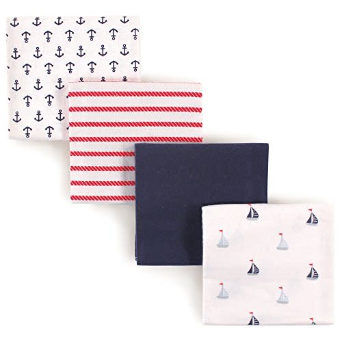 Luvable Friends Unisex Baby Cotton Flannel Receiving Blankets, Sailboat, One Size