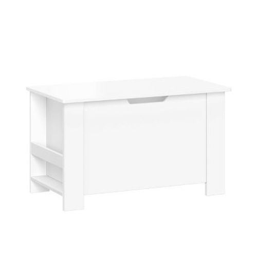 RiverRidge Kids' Toy Box Playroom Storage Chest with Side Bookracks White: MDF, 2 Shelves, ASTM & CPSIA Certified