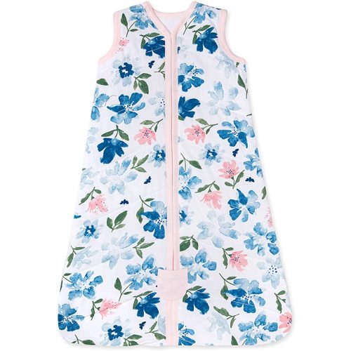 Burt's Bees Baby Wearable Blanket, 100% Organic Cotton, Swaddle Transition Sleeping Bag - Quilted Botanical Gardens - Large