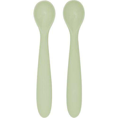 dollop Silicone Baby Feeding Spoon | 2 pack | BPA Free | Dishwasher Safe (Soft Eucalyptus)