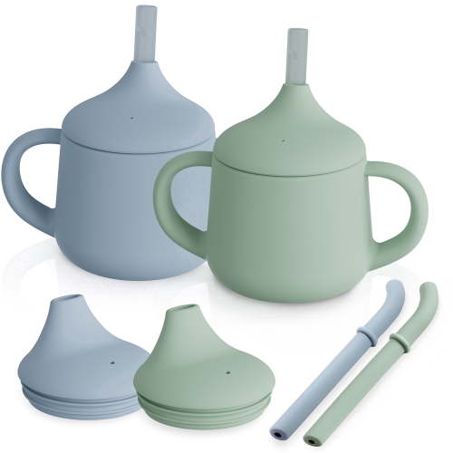 Moonkie, Silicone Baby Sippy Cups, 2 Pack, 4 oz Ages 4 Months+