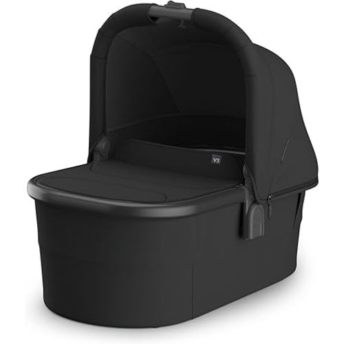UPPAbaby Bassinet V3 - Compatible with Vista, Cruz, Ridge, Minu Strollers - Overnight Sleep Solution - Mattress, Sheet and Bug Shield Included - Jake (Charcoal/Carbon Frame)