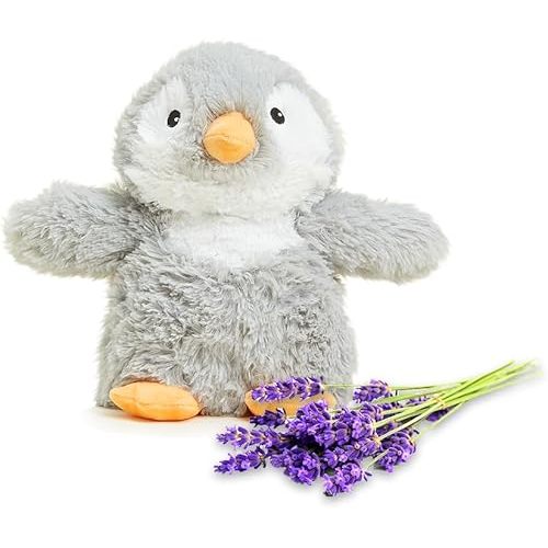 Warmies Microwavable Stuffed Animals, Grey Penguin - Heated Stuffed Animal Plushie for Warmth - Cute Soft Plush Toys for Adults & Children (Boys, Girls, Babies & Toddlers)