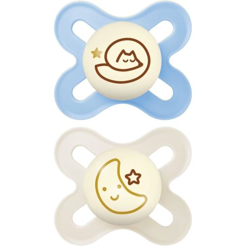 MAM Original Start Night Baby Pacifiers, Binky for 0-3 Months, BPA-Free Silicone Nipple, Easy to Clean, Best for Newborn Babies, Developed with Medical Experts, 2 Count Binkies with Sterilizer Case