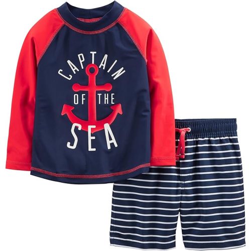 Simple Joys by Carter's Toddlers and Baby Boys' Swimsuit Trunk and Rashguard Set