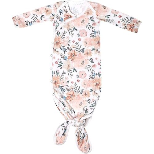 Copper Pearl Baby Gown - Knotted Newborn Sleepers for Baby Boy and Girl, Soft Stretchy Long Sleeve Infant Gowns with Bottom Tie and Hand Mittens, Perfect Hospital Coming Home Outfit (Autumn)