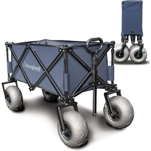 Beach Wagon with Big Wheels for Sand - All Terrain Steel Frame Utility Cart with 9" Pneumatic Tires, Collapsible Folding Design (Sand Warrior RX800)