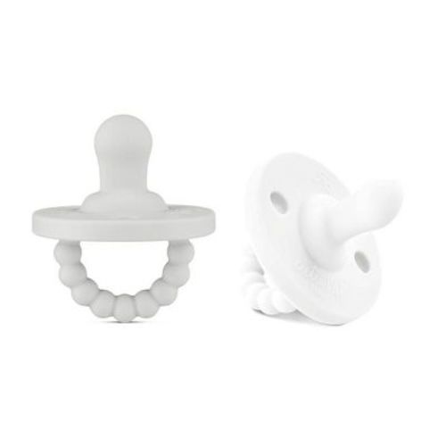Ryan & Rose Flat Pacifier - Gray And White - 2pk