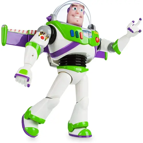 Disney Store Official Buzz Lightyear Interactive Talking Action Figure from Toy Story, 11 inch, Features 10+ English Phrases, Interacts with Other Figures and Toys, Light-Beam, Ages 3+