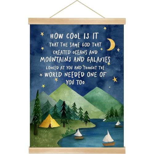 Inspirational Wall Art Poster,Motivational Quote Linen Canvas Poster With Hanger Frame, Positive Hanging Wall Decor for Bedroom Teens Room Classroom,Office and Home Decoration 14x18.5inch(Blue02)
