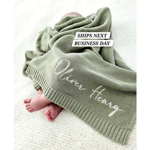 Baby Blanket, Baby gift, Newborn gift, Personalized Name, Stroller Blanket, Newborn Baby Gift, Soft Breathable Cotton Knit, baby shower Gift