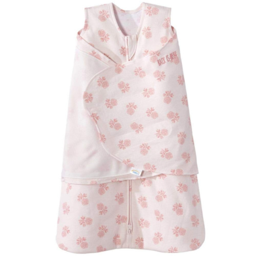 HALO 100% Cotton Sleepsack Swaddle, 3-Way Adjustable Wearable Blanket, TOG 1.5, Watercolor Rose Toss Blush, Small, 3-6 Months