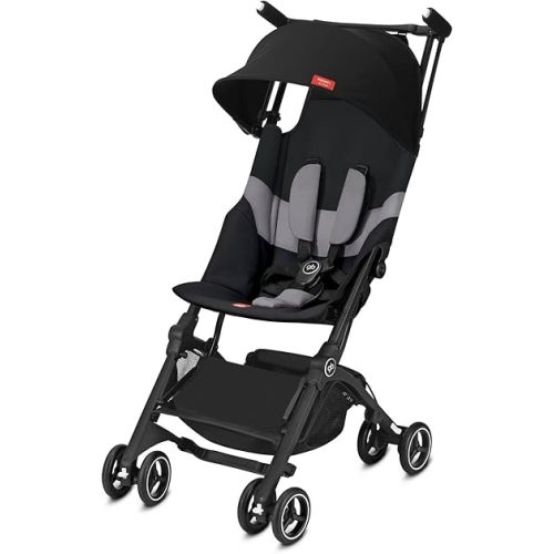 gb Pockit+ All-Terrain, Ultra Compact Lightweight Travel Stroller with Canopy and Reclining Seat in Velvet Black
