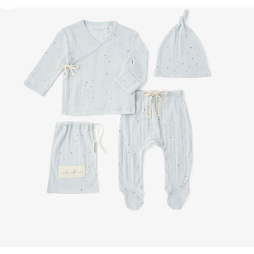 Blue Celestial Organic Cotton Ribbed Layette Set