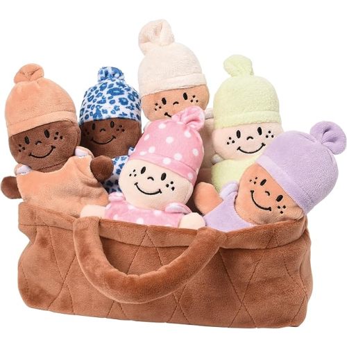 Creative Minds Basket of Babies Soft Baby Dolls, Sensory Toys, Multicultural, Diversity, Inclusion and Social Emotional Learning, Baby Toys for All Ages, Set of 6 Plush Dolls, Multicolor