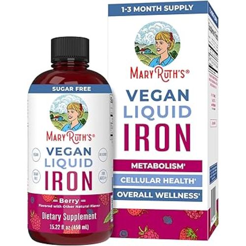 MaryRuth Organics Iron Supplement for Women Men & Kids, Liquid Iron Supplement for Women Men & Kids, Iron for Healthy Blood & Oxygen, Ages 4 & Up, Sugar Free, Vegan, Non-GMO, Gluten Free, 15.22 Fl Oz