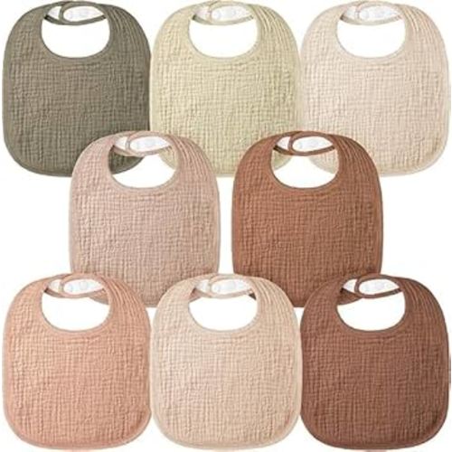 Bearmoss Muslin Baby Drooling Bibs 8 Pack, 100% Cotton Square Adjustable Bandana Bibs for Baby Girls Boys Teething Drool (Coconut Mocha) : Amazon.com.au: Baby