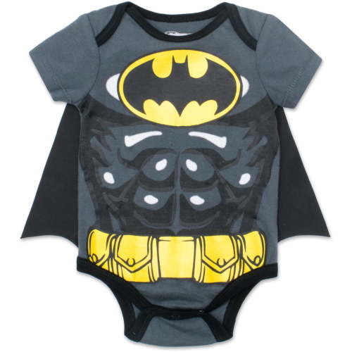 DC Comics Justice League Batman Infant Baby Boys Short Sleeve Bodysuit & Cape Grey 3-6 Months