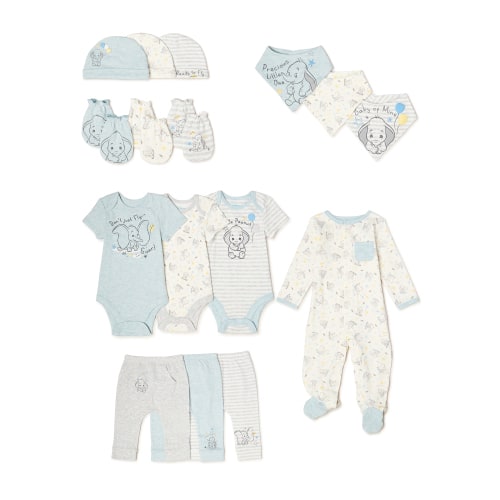 Disney Baby Wishes + Dreams Baby Boy Dumbo Outfit Set, 16-Piece, Newborn-6/9 Months