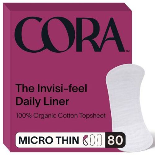 Cora Invisi-feel Daily Panty Liner Micro Thin Organic Cotton Topsheet - 80ct