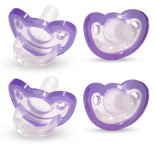 RaZbaby Jollypop Pacifier for Newborns & Up, USA Made, Natural Shaped Orthodontic Binky, Lovingly Shared in NICUs & Hospitals Worldwide, Medical-Grade 100% BPA-Free - 0-3 Months, 4 Pack - Lavender