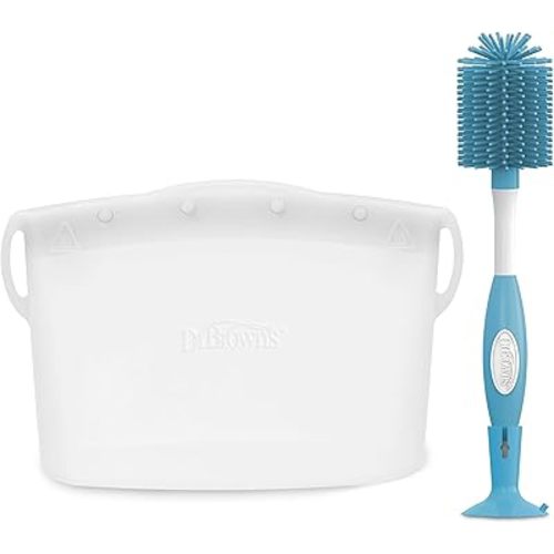 Dr. Brown's Microwave Steam Sterilizer Bag, Bottle Brush & Accessories Bundle - Reusable Silicone Sterilizing Bag, Bottle Cleaning Brush, 100% Silicone