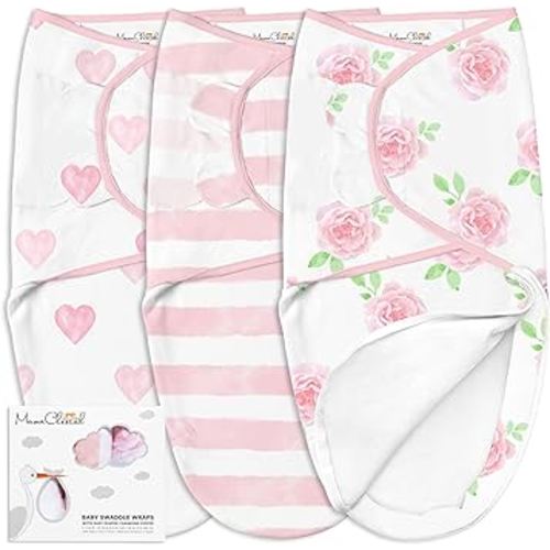 Mama Cheetah Baby Swaddle Sack 3-6 Month, Organic Cotton Swaddling Sleep Sack, Infant Swaddle Blanket Size Large, Swaddle Wrap, Easy Swaddles for Girl, 3-Pack