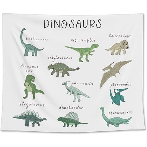 EGBTL Dinosaur Nursery Tapestry, Dinosaur Wall Tapestry for Boys Room, Dinosaurs Educational Tapestries Wall Hanging Decor for Toddler Kids Boys Bedroom Nursery Playroom, 50x60 Inches