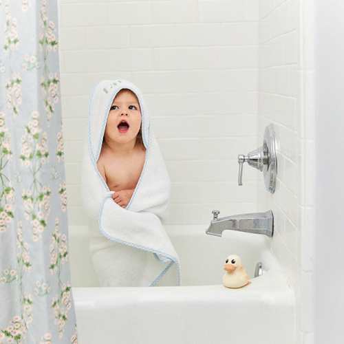 Light Blue Gingham Hooded Towel