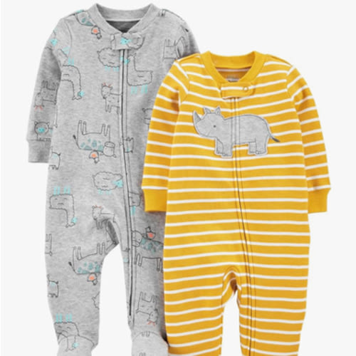 Simple Joys by Carter's Baby Boys' 2-Way Zip Thermal Footed Sleep and Play, Pack of 2