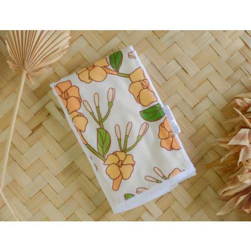 Handmade Baby Burp Cloth (SINGLE) with Puakenikeni Flower Print | Tropical Floral Baby Essentials | Soft and Absorbent Baby Gift