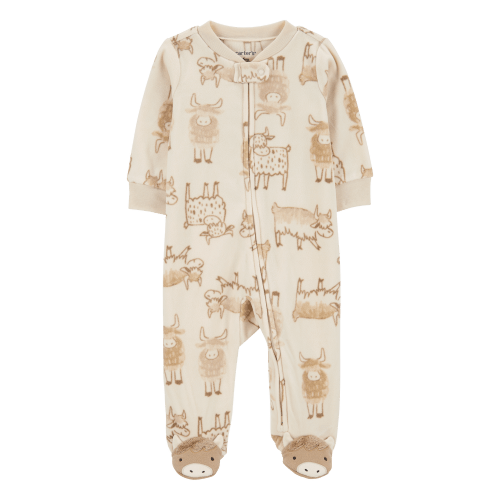 Baby Highland Cow 2-Way Zip Fleece Sleep & Play Pajamas - Carter's | Carter's
