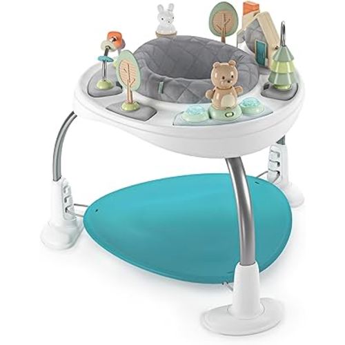 Ingenuity Spring & Sprout 2-in-1 Baby Activity Center Jumper and Table with Infant Toys - Ages 6 Months +, First Forest