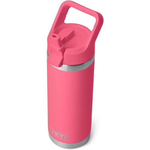YETI Rambler 18 oz Bottle, Vacuum Insulated, Stainless Steel with Straw Cap, Tropical Pink