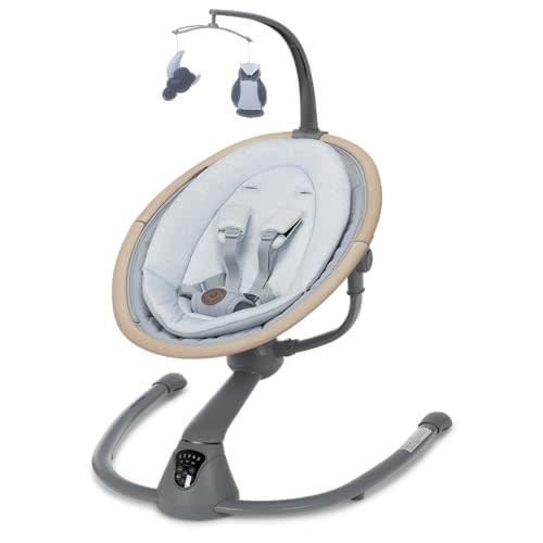 Maxi-Cosi Cassia Baby Swings for Infants: Smart Portable Baby Swing with Music, Lightweight & Foldable Baby Swing, 360 Rotation Infant Swing, Classic Gray
