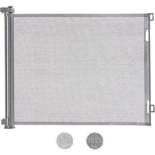 Retractable Baby Gates, 41" Extra Tall, 55" Wide Dog Gate, Child Safety Baby Gate, Mesh Dog Gates Indoor and Outdoor Pet Gate for Stairs Doorways Hallways, Grey