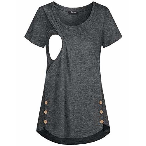 Quinee Women's Casual Button Side Nursing Tops Maternity Breastfeeding Tunic